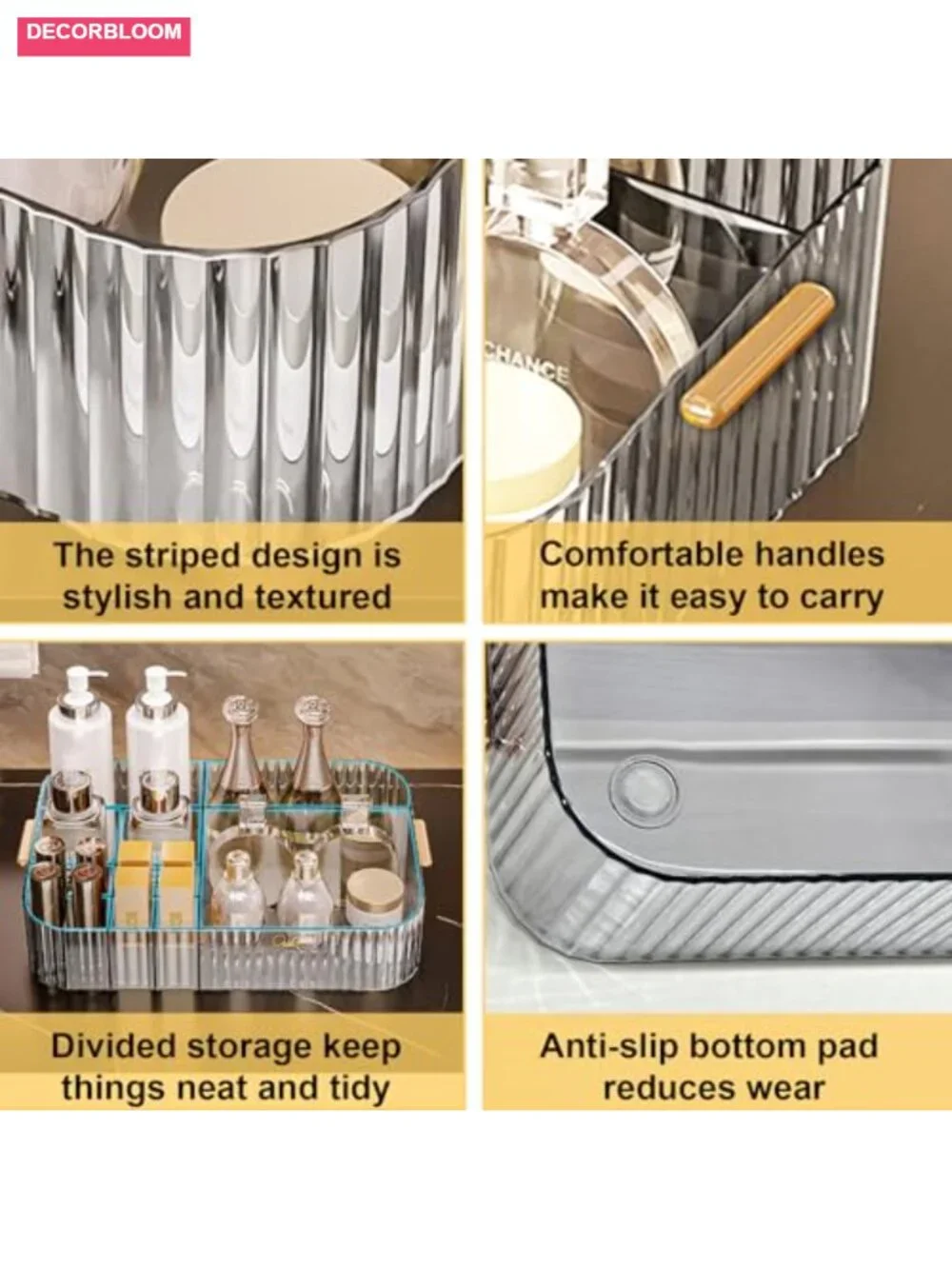 12 Slots Makeup Brush Holder with Handle, Cosmetic Organizer Storage Container